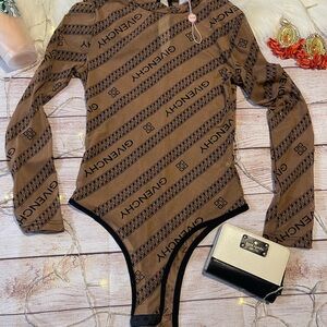 Givenchy Brown & Black Logo-Print Kids One-Piece Bodysuit